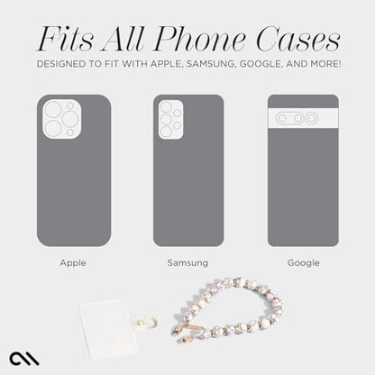 Case-Mate Phone Charm Wrist Strap with Beaded Marble - White Marble | Detachable Anti-Theft Phone Strap - Hands-Free iPhone Wrist Strap for Women - Phone Chain Wristlet for Galaxy, Pixel & More - color: White Marble