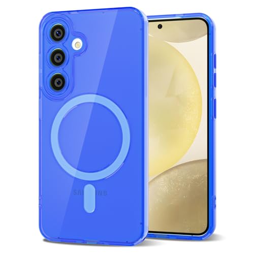 Svanove for Samsung Galaxy S24/ S25 Clear Compatible with Magsafe Silicone, Bright Transparent Thin Magnetic Mag Safe Case Cute, Girly Slim Hard Camera Cover Protection, Fluorescent Neon Blue - color: Neon Blue, size: S24/ S25