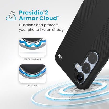 Speck Samsung Galaxy S25 Plus Case - 13-Foot Drop Protection, No-Slip Grips - Samsung S25 Plus Case - Raised Bezel and Enhanced Buttons - Presidio 2 Grip - Black/Slate Grey (Pack of 1) - color: Black, size: Galaxy S25+