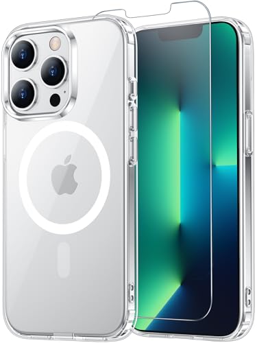 for iPhone 13 Pro Max Case with Screen Protector Clear | Compatible with Magsafe, Anti-Yellowing, Military-Grade Protection, Shockproof Slim Magnetic Phone Case,6.7" - color: A-Clear, size: iPhone 13 Pro Max