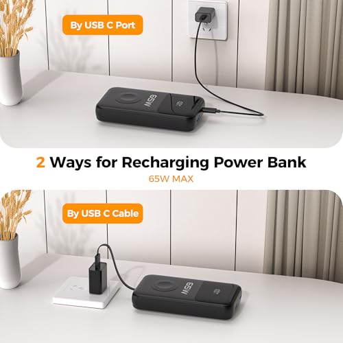 PANDUK 65W Power Bank, 20000mAh Laptop Portable Charger for Apple Watch