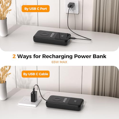 PANDUK 65W Power Bank, 20000mAh Laptop Portable Charger for Apple Watch