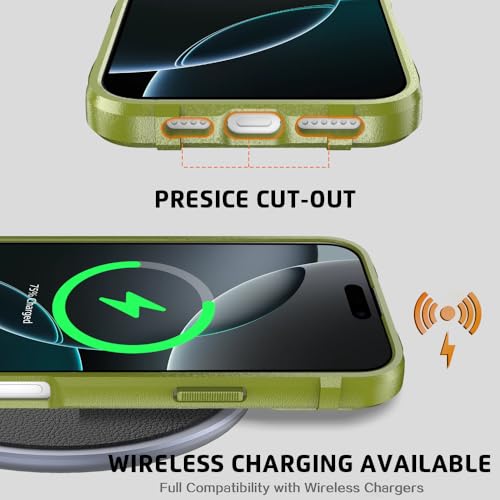 Rugged Shield 8ft Drop Proof TPU Thick Armor Tactical Protective Case Compatible with iPhone 16 Pro Max (6.9 inches) - Army Green - color: Army Green, size: iPhone 16 Pro Max