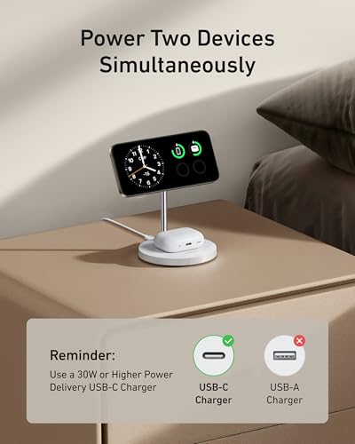Anker 622 Magnetic Battery (MagGo), 5,000mAh Foldable Magnetic Wireless Portable Charger with Stand and USB-C Port (On The Side), Magsafe-Compatible for iPhone 15/14/13 Series with Upgraded MagS
