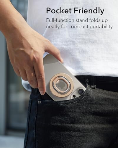 ESR for MagSafe Phone Grip for iPhone 17-12, 2-Way Magsafe Ring Holder - color: Desert Titanium