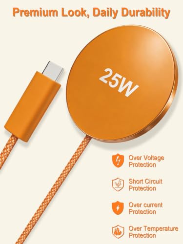 MagSafe Charger 25W Magnetic Wireless Charger Fast Charging Pad - color: ORANGE