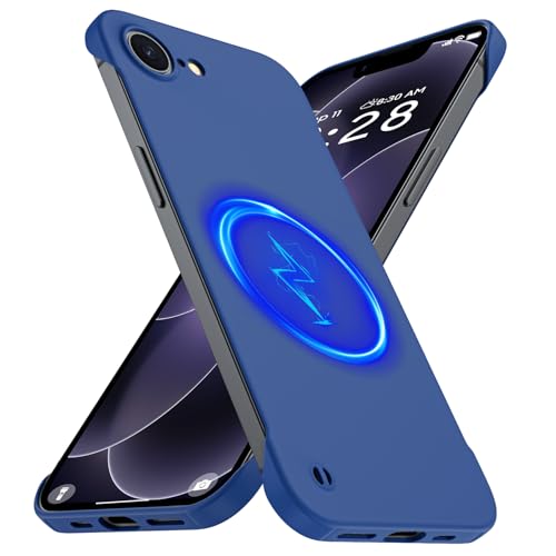 GRECAZO Magnetic Slim Frameless Case for iPhone 17e/16e, Blue | Compatible with MagSafe, Soft-Touch Matte Hard PC Cover, Ultra Thin Lightweight Minimalist, Pull Ring Lanyard, 6.1 Inch - color: Blue, size: iPhone 17e/iPhone 16e