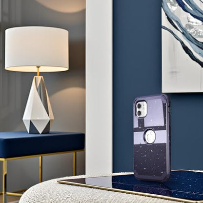 IDweel for iPhone 11 Case with Screen Protector(Tempered Glass), Hybrid 3 in 1 Shockproof Slim Fit Heavy Duty Protection Hard PC Cover Soft Silicone Bumper Full Body Case,Glitter Navy Blue - color: Glitter Navy Blue