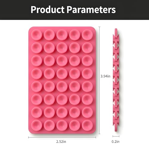 SHENGXIN 2 Pack Silicone Double-Sided Suction Grip – 40 Cups per Side, Strong Hold for iPhone, Galaxy, Pixel, Android – Hands-Free for Selfies & Videos (Pink) - color: Pink
