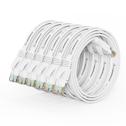 CableGeeker Cat 6 Flat Ethernet Cable 1.5ft 6Pack, 10Gbps, White - color: White-Flat, size: 1.5ft