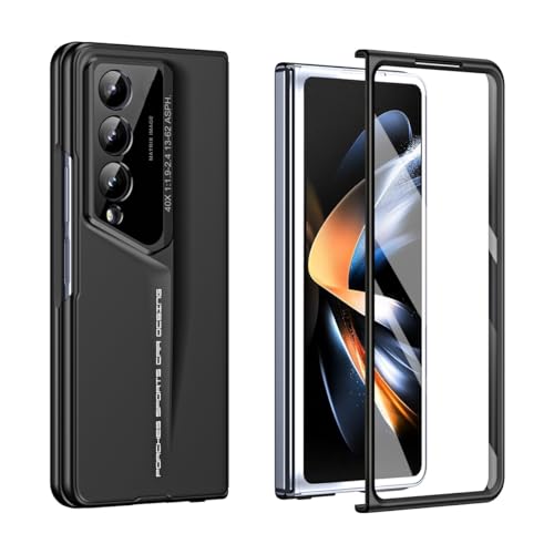 Smartphone Flip Cover for Samsung Galaxy Z Fold 4 Case with S Pen, with Screen Protector Case, PC Shockproof Bumper Case Full Coverage Protective Cover for Galaxy Z Fold 4(Black) - color: Black