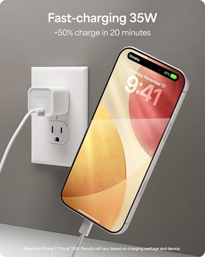 Mophie Speedport 35 GAN USB-C Charger Block - 35W Fast Wall Charger, 1× USB‑C PD Port, Compact Foldable Prongs, Made with Recycled Materials, for Smartphones, Tablets, Headphones - style: 35W