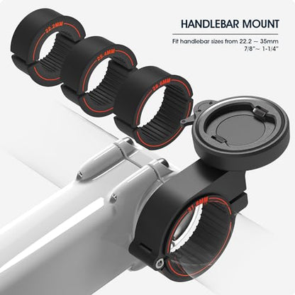 Bike Handlebar Phone Mount with Shockproof Silicone Grip – Quick-Lock Aluminum Out-Front Holder with Dual Safety Buckles & Elastic Strap, Fits 4.0”–6.7” Phones – Secure Fit for Road & Urban Rides - style: 【2-Buckle Style】Stem Mount + Silicone Adapter - Bl