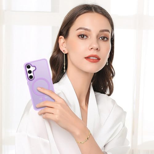 BENTOBEN Magnetic for Samsung Galaxy S24 Plus Case [Compatible with Magsafe] Translucent Matte Slim Thin Shockproof Anti-Yellow Women Men Protective Phone Cover for Galaxy S24 Plus 6.7", Light Purple - color: Light Purple