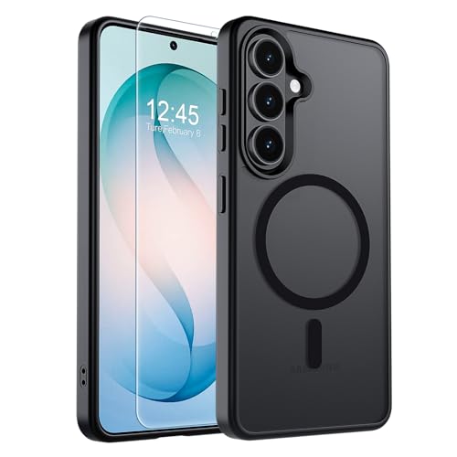 SUPFINE Magnetic for Samsung Galaxy S26 Case with Screen Protector, (Built-in Magnets) (Military Grade Drop Protection) Slim Translucent Shockproof Phone Case,Black - color: Black, size: S26 6.3"