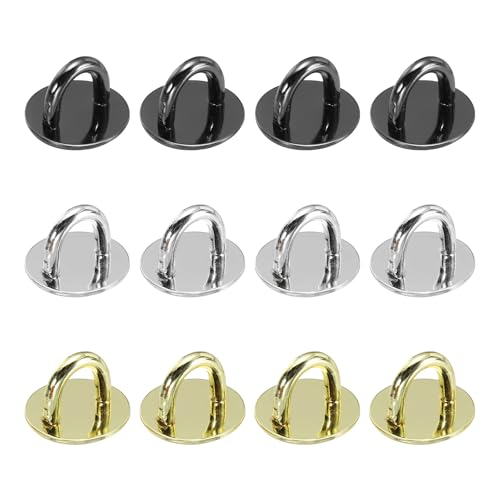 12Pcs Phone Ring Holder (0.7 Inch) - Adhesive Round Shaped Phone Finger Grip Hook Smartphones Keychain Ring Charm Loop for DIY Tablet Case Accessories, Silver/Black/Gold - color: Silver/Black/Gold