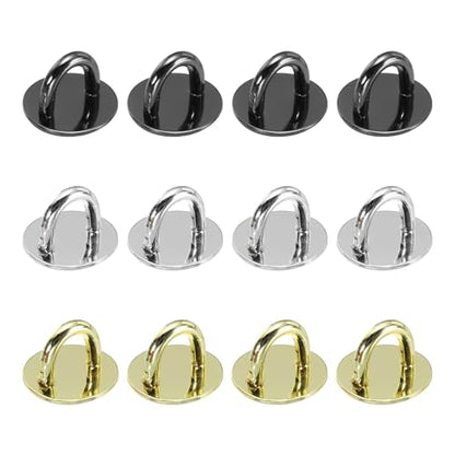 12Pcs Phone Ring Holder (0.7 Inch) - Adhesive Round Shaped Phone Finger Grip Hook Smartphones Keychain Ring Charm Loop for DIY Tablet Case Accessories, Silver/Black/Gold - color: Silver/Black/Gold