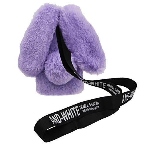Rabbit Ear Case for Moto G Power 5G 2024 with Crossbody Strap, Plush Bumper Protective Cover, Purple - color: Purple, size: Moto G Power 5G 2024