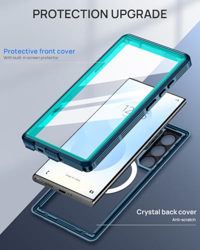 Lanhiem Magnetic for Samsung Galaxy S25 Ultra Case, IP68 Waterproof Dustproof Case, [Compatible with Magsafe] [Built-in Lens & Screen Protector] Full Body Shockproof Rugged Phone Cover 6.9 inch, Blue - size: for Galaxy S25 Ultra