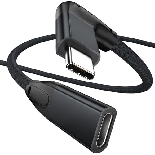 UseBean Right Angle USB C Extension Cable 3.3FT, USB-C Male to Female Cable - color: BLACK, size: 3.3FT