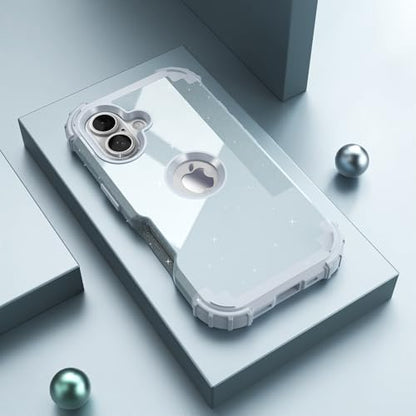 IDweel for iPhone 17 Case with Screen Protector, 3 in 1 Shockproof Slim Fit Hybrid Heavy Duty Hard PC Cover Soft Silicone Bumper Full Body Anti-Fingerprint Case, Glitter Grey - color: Glitter Grey