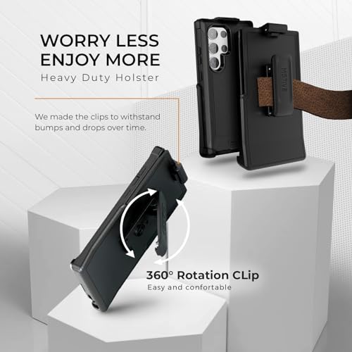 MOTIVE Heavy Duty Case for Samsung Galaxy s23 Ultra, Belt Clip | 6.8" | Bunker Series, Military Grade Multi-Layer Protection, PC/TPU Build, Sealed Port Cover, 20 ft Drop tested - size: S23 Ultra