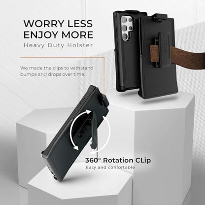 MOTIVE Heavy Duty Case for Samsung Galaxy s23 Ultra, Belt Clip | 6.8" | Bunker Series, Military Grade Multi-Layer Protection, PC/TPU Build, Sealed Port Cover, 20 ft Drop tested - size: S23 Ultra