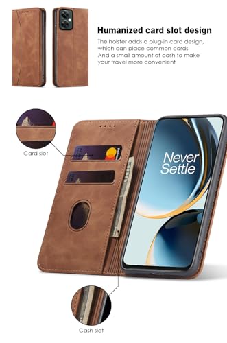 Asuwish Flip Wallet Phone Case for OnePlus Nord N30 5G/CE 3 Lite with Tempered Glass Screen Protector Magnetic Closure Folio Cover Credit Card Holder Slot Stand Oppo K11x/One Plus 1 1+ N 30/CE3 Brown - color: Brown