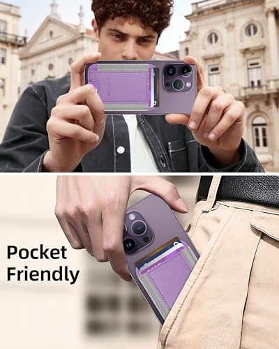 HiWe for MagSafe Wallet, 7 Cards Holder for Phone Case, RFID Blocking - color: Purple Yam Wallet - Grey Band