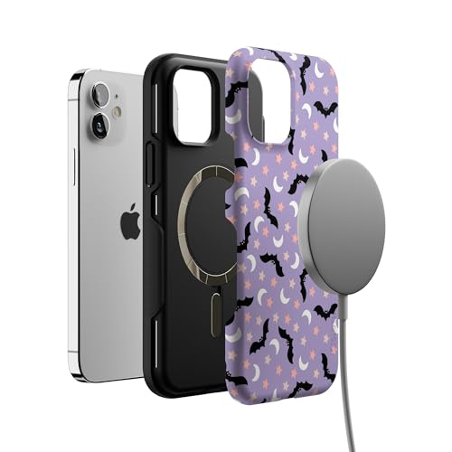 Casely iPhone 12 Mini Case | Midnight Flight | Celestial Bats | Bold Protective Design | MagSafe Compatible Design - color: Midnight Flight | Celestial Bats, size: Iphone 12 Mini