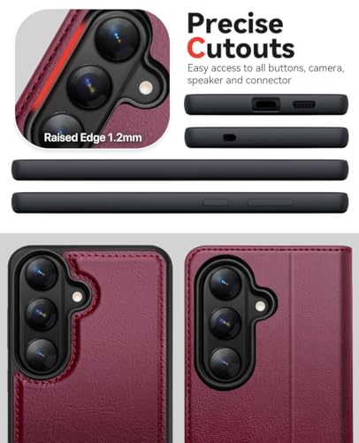 OCASE for Samsung Galaxy S26 Detachable Wallet Case with Card Holder, [2 in 1] PU Leather Flip Folio Case with RFID Blocking Stand Wrist Strap Shockproof Phone Cover 2026, Burgundy - color: Burgundy, size: Samsung Galaxy S26