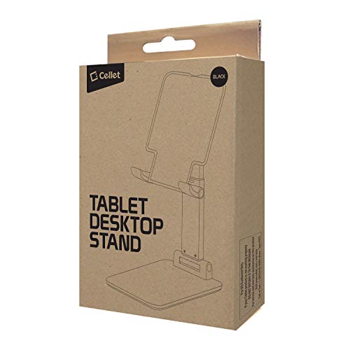 Cellet Adjustable Phone Holder & Tablet Stand, Desktop Table Dock Mount - Foldable Stand Compatible for iPhones, iPad Pro Air Mini Android Smartphones and Tablets (Black) - color: Black