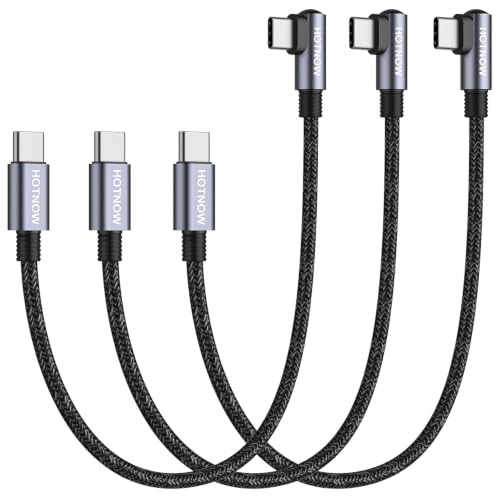 Short Right Angle USB C to USB C Cable 1FT 3 Pack, 65W Fast Charging - color: Black, size: 1FT