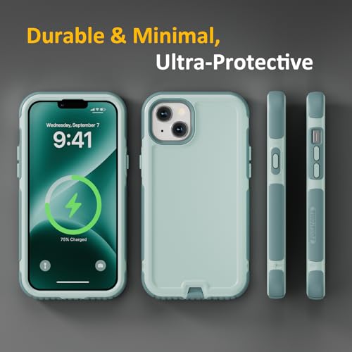 Follaroma Magnetic for iPhone 14 Plus Case, Heavy Duty Cases, Green, 6.7" | Compatible with MagSafe, Heavy Duty Shockproof,Military-Grade Anti-Drop Protective,Dual Layer Magnetic Protection Phone Cover - color: Green, size: iPhone 14 Plus 6.7''