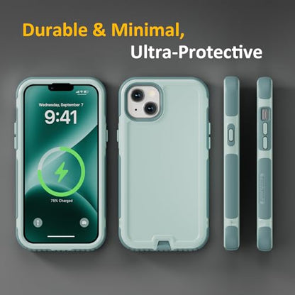 Follaroma Magnetic for iPhone 14 Plus Case, Heavy Duty Cases, Green, 6.7" | Compatible with MagSafe, Heavy Duty Shockproof,Military-Grade Anti-Drop Protective,Dual Layer Magnetic Protection Phone Cover - color: Green, size: iPhone 14 Plus 6.7''