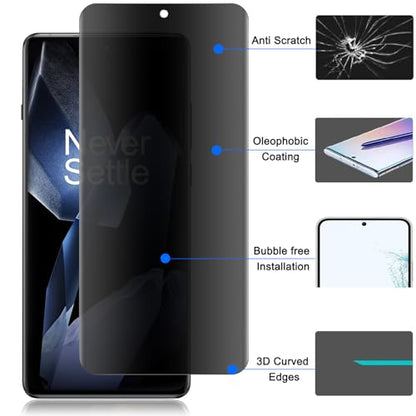 [2+2 Pack] OnePlus 15 Privacy Screen Protector, Anti-Spy 9H Hardness Tempered Glass + Camera Lens Protector for OnePlus 15 5G, Case Friendly Anti-Scratch Bubble Free