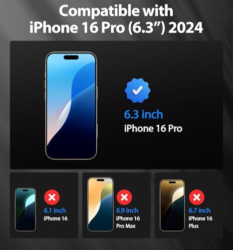 TECHO Privacy Screen Protector for iPhone 16 Pro Tempered Glass Film, Full Coverage Edge to Edge, Anti Spy Private, 9H Hardness, 2 Pack, 6.3 Inch (iPhone 16 Pro (6.3 inch)) - size: iPhone 16 Pro (6.3 inch)