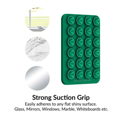Velvet Caviar Suction Cup Phone Case Mount Compatible with MagSafe Devices Only - Magnetic Silicone Sticky Phone Grip Holder for iPhone Back of Phone - Mirror Gripper (Emerald Green) - color: Emeral Green