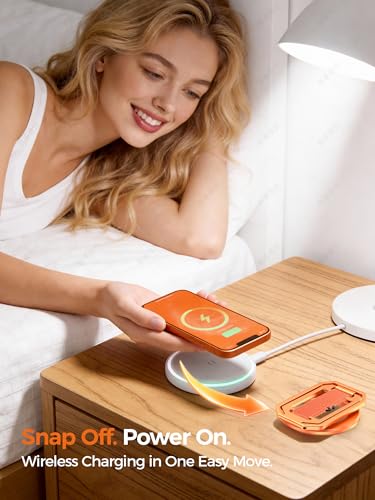 Ultra-Light & Durable Aluminum Phone Grip Stand for MagSafe, Finger Strap - color: Sunset Orange (All-Aluminum)
