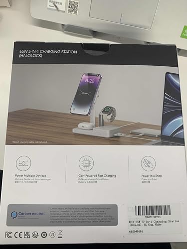 ESR 65W 4-in-1 GaN Wireless Charging Station(5-in-1 Stand), Designed for MagSafe Charger Stand, Magnetic Wireless Charger for iPhone 15/14/13, AirPods Pro/3/2, and USB A/C Devices, White