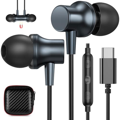 COOYA USB C Headphones Wired Earbuds for iPhone 18 Pro Max 17 16, NavyBlue - color: NavyBlue