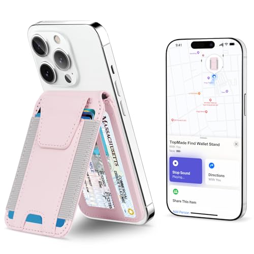 for MagSafe Wallet Works with Apple Find My, Strongest Magnetic Wallet - color: Pink