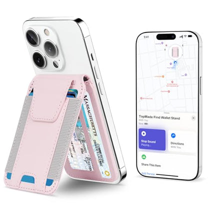 for MagSafe Wallet Works with Apple Find My, Strongest Magnetic Wallet - color: Pink