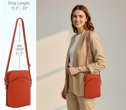 Small Crossbody Bag with Gold Hardware, Mini Shoulder Purse with Adjustable Strap - color: Burnt Orange