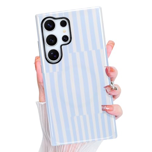 Magnetic for Samsung Galaxy S23 Ultra Case Cute Aesthetic, Blue Striped | Dual Layers Protection Design, Compatible with Magsafe, Sturdy Shockproof Protective Phone Cover - color: Blue Stripes, size: for Samsung Galaxy S23 Ultra