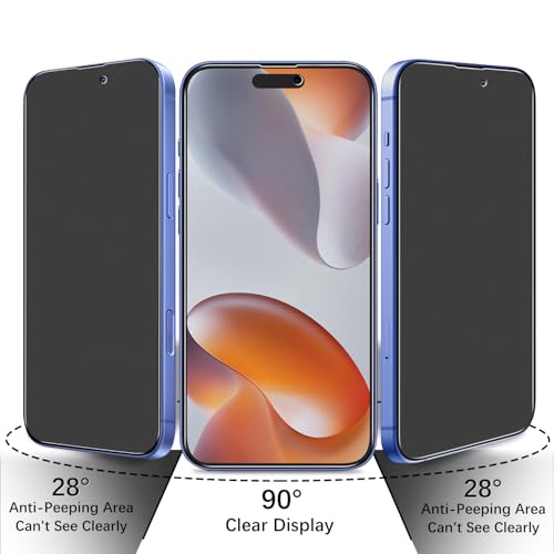 2 Pack Matte Privacy Screen Protector for iPhone 16 Tempered Glass - size: iPhone 16 6.1-Inch