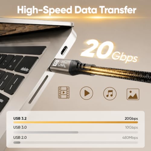 USB C 3.2 Gen 2 Cable 10ft, Long 8K@60Hz Display 20Gbps Data 240W Charge - color: 10FT