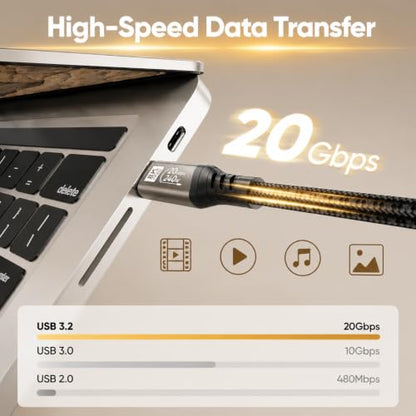USB C 3.2 Gen 2 Cable 10ft, Long 8K@60Hz Display 20Gbps Data 240W Charge - color: 10FT