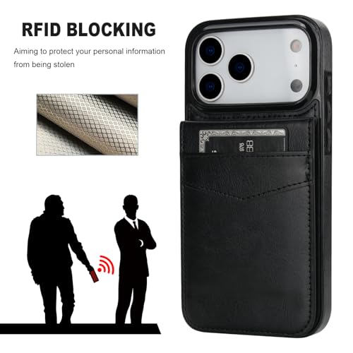KIHUWEY for iPhone 17 Pro Max Wallet Case Card Holder for MagSafe, Black | Card Holder, Wireless, RFID, Flip PU Leather, Magnetic , Kickstand, Heavy Duty Cover - color: Magsafe for Black