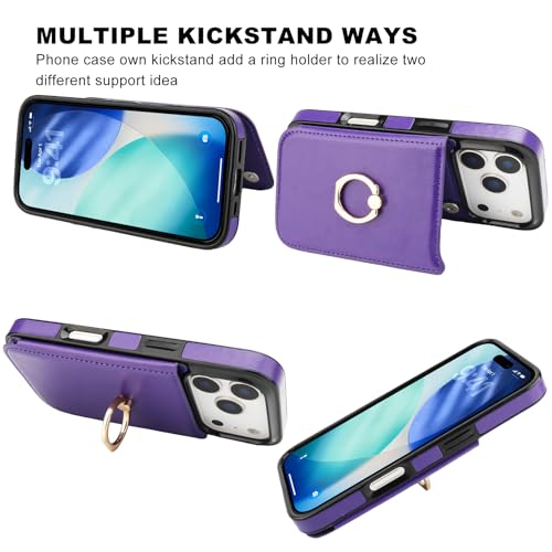 ONETOP for iPhone 18/17 Pro Wallet Case with Credit Card Holder,Purple - color: Purple
